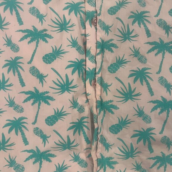 Alpha Beta Hawaiian Shirt Pine Trees Pin Green Pineapple Size Large - Picture 4 of 6